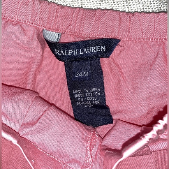 Ralph Lauren 24 Month Little Girl Pink Cotton Pants with Bow Detailing - Picture 3 of 5